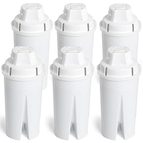 Amazon Basics Enhanced Replacement Water Filters for Water Pitchers, BPA-Free, WQA & NSF Certified, Compatible with Brita Water Pitchers & Drinking Water Filter Systems, 1 Year Filter Supply, 6-Pack