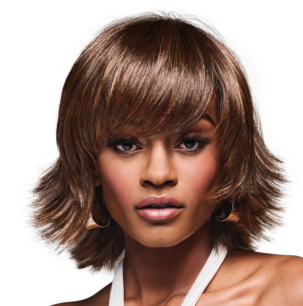 Kim Kimble Chloe Mid-Length Textured Shag Wig by Hairuwear, Average Cap, MC11SS Butter Pecan