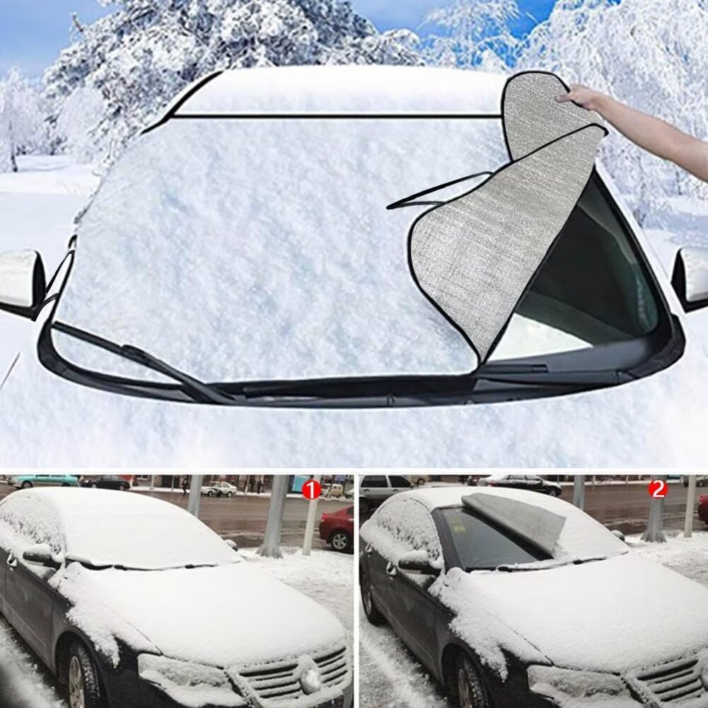 Butterfly Daisy Flower Print Car Windshield Snow Cover, Auto Frost Protector for Ice Sleet, Lightweight Car Windshield Cover for Auto Truck Van SUV