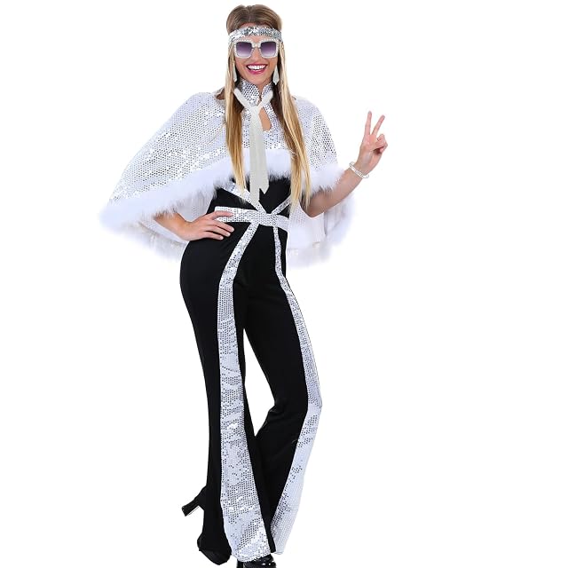 Foto 6 de 7 de ATSNOSH 5 Piezas Disfraz Disco Accesorios Mujer, Accesorios Hippie Costume Set