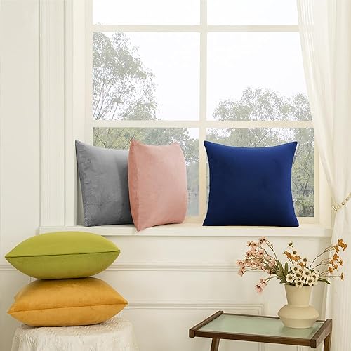 Miniatura 6 de Juego de 2 fundas de almohada decorativas de color azul rey de 16 x 16 pulgadas, juego de 2 almohadas azules reales para sofá, sala de estar, cama y