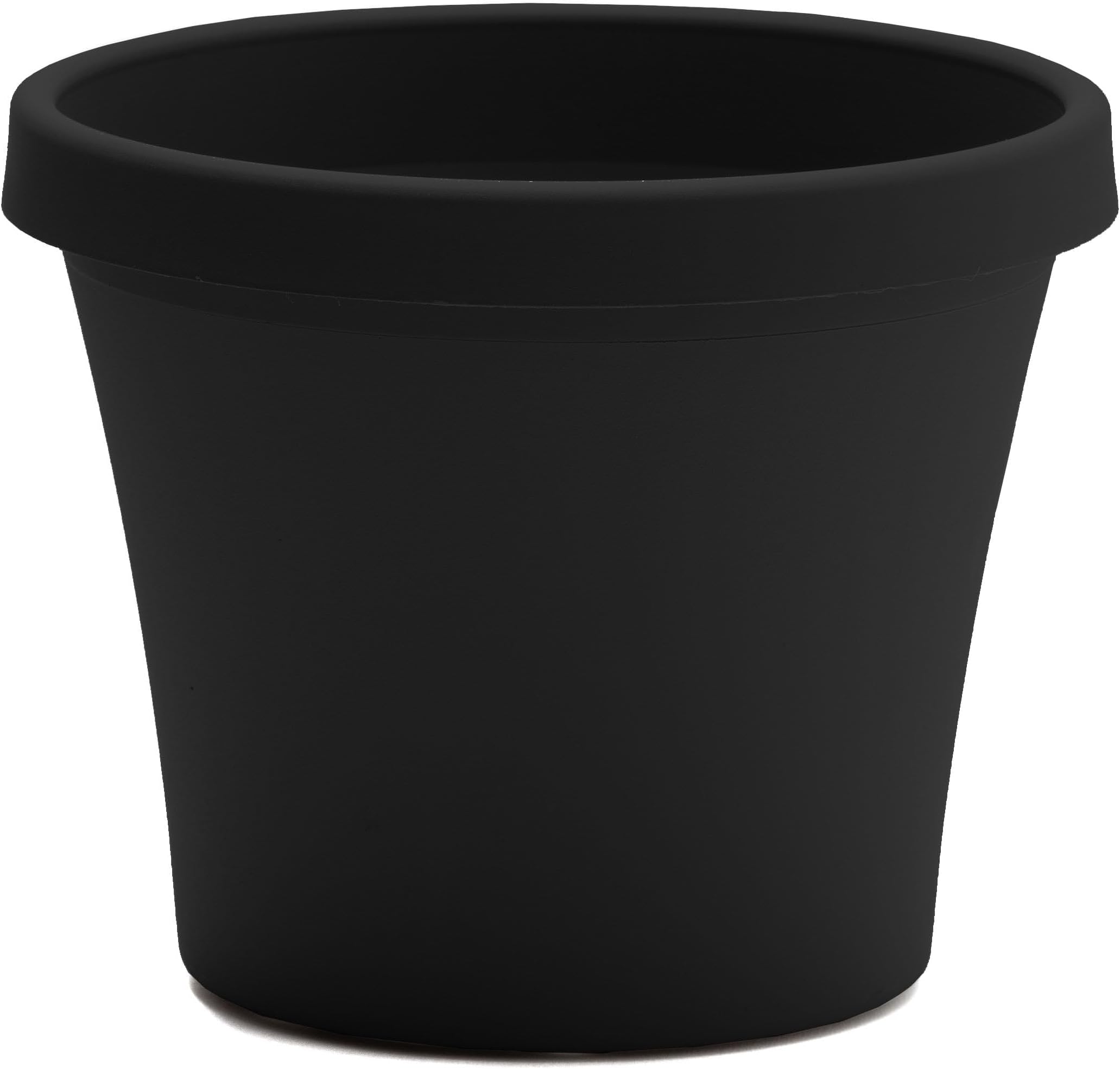 Terra 6" Diameter Round Black Resin Planter Pot with Drainage Holes for Indoor and Outdoor Gardening