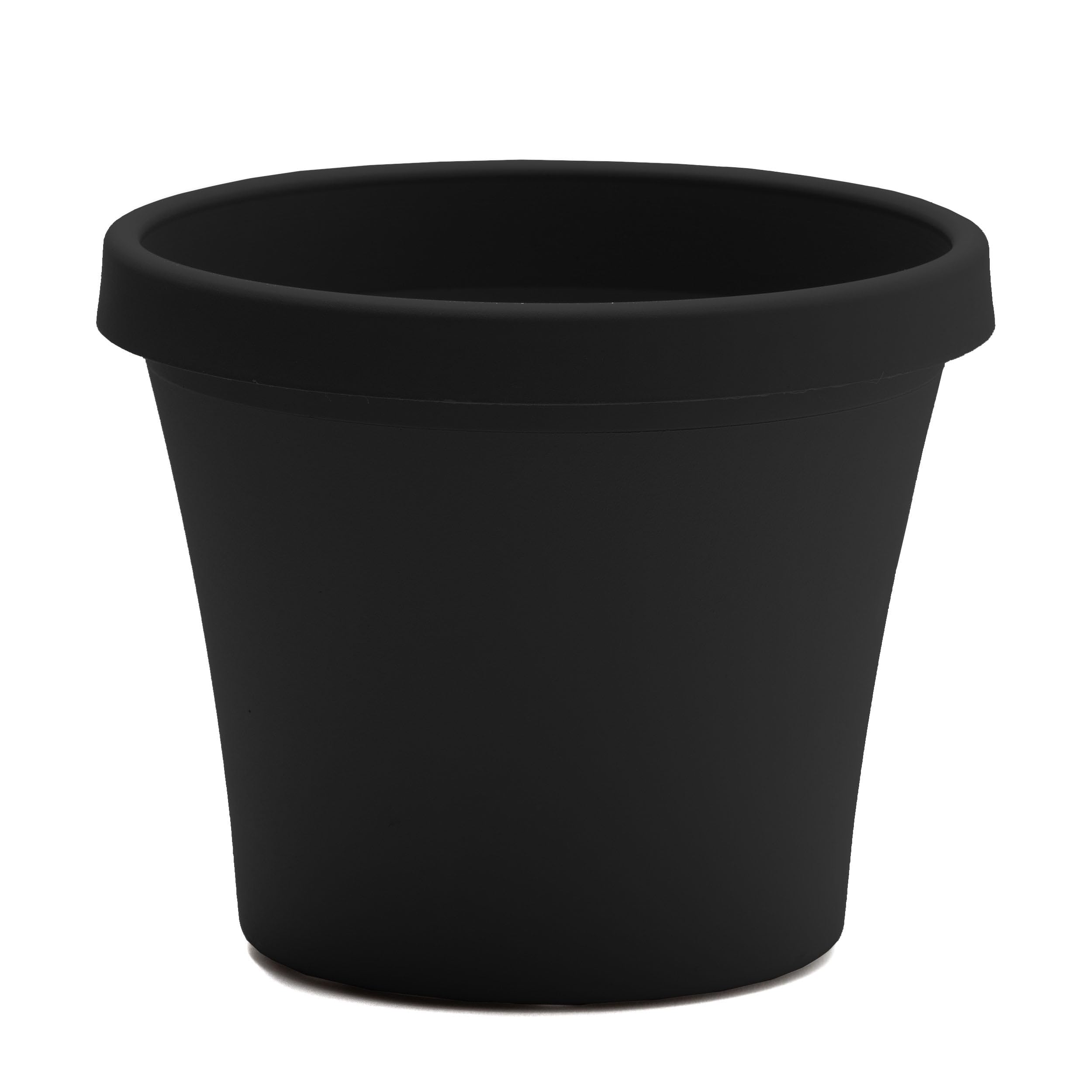 Terra 6" Diameter Round Black Resin Planter Pot with Drainage Holes for Indoor and Outdoor Gardening