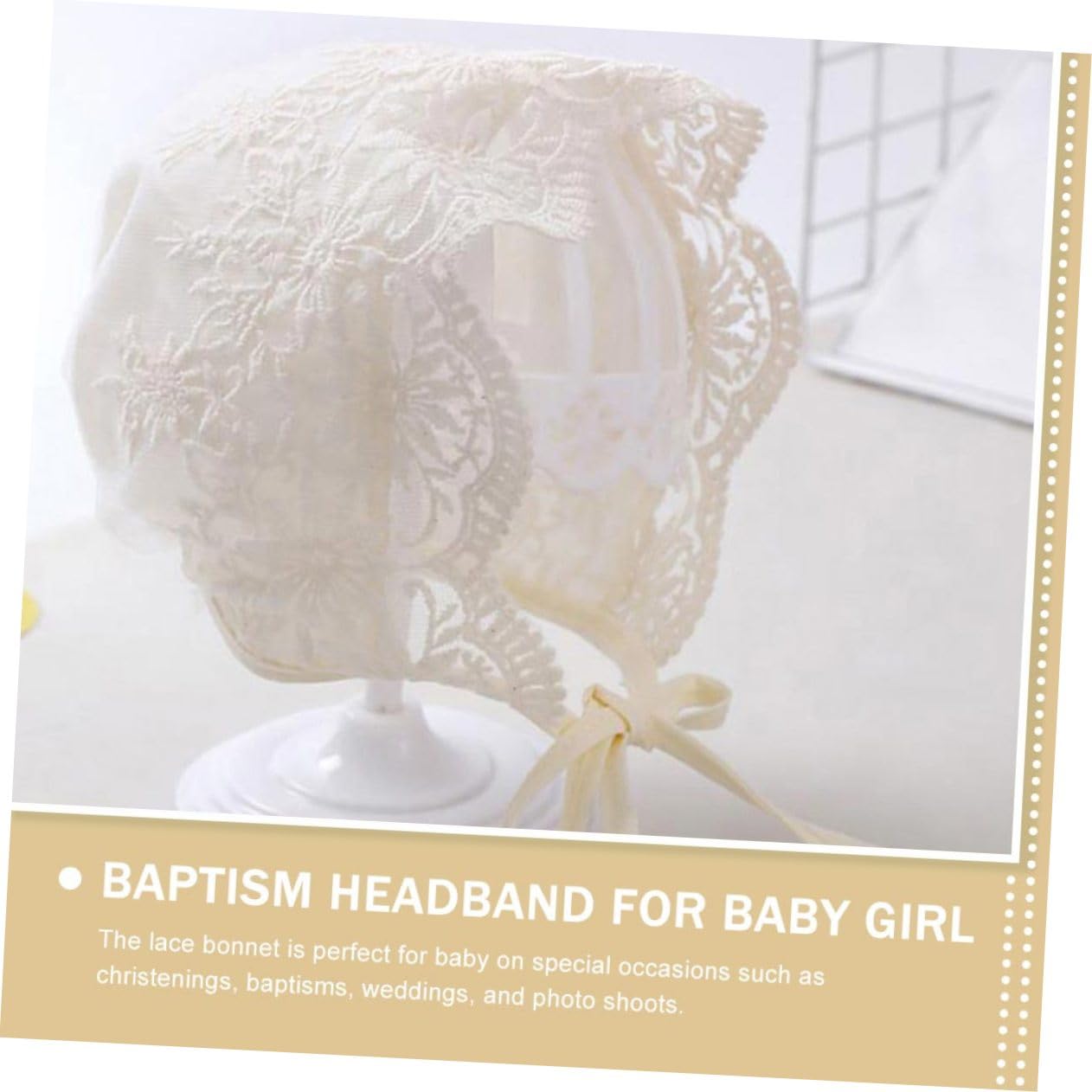 Garneck -spitzenmütze Mädchen Häuten Babyhut Motorhaube Uv Kindergarten Neugeborenes Topper Widmungsgeschenk Für Das Babymützen Neugeborenenmütze Beige