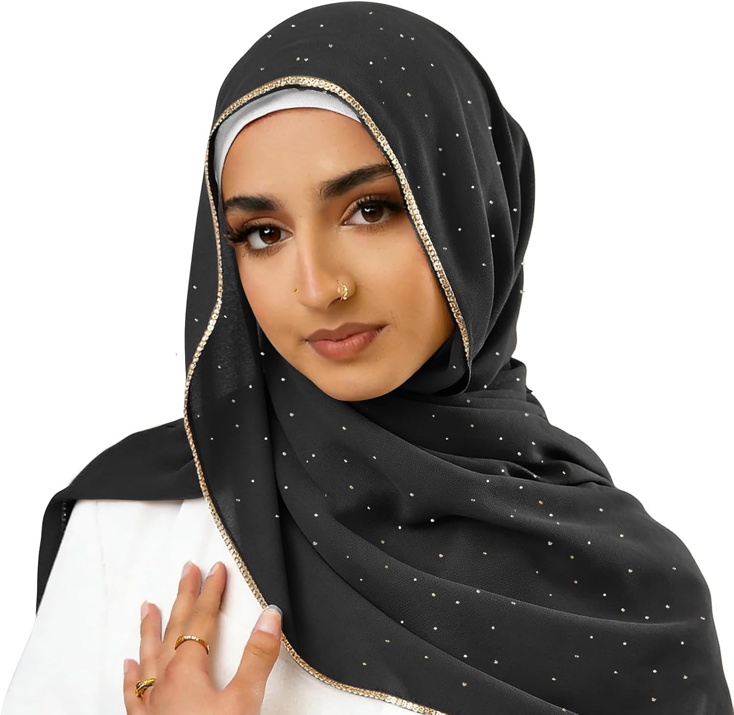 Piewag Hijab Scarf for Women Soft Chiffon Rhinestone Long Scarf Shawl Fashion Muslim Hijab Head Wrap Scarves