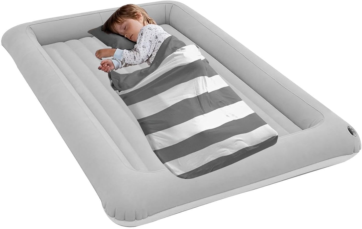 Inflatable Kids Bed - Portable Folding Air Mattress with Detachable Inner Pad Travel Sleeping Pad Blow Up Bed for Children | Comfortable Kids Air Mattress for Plane Car Home Use