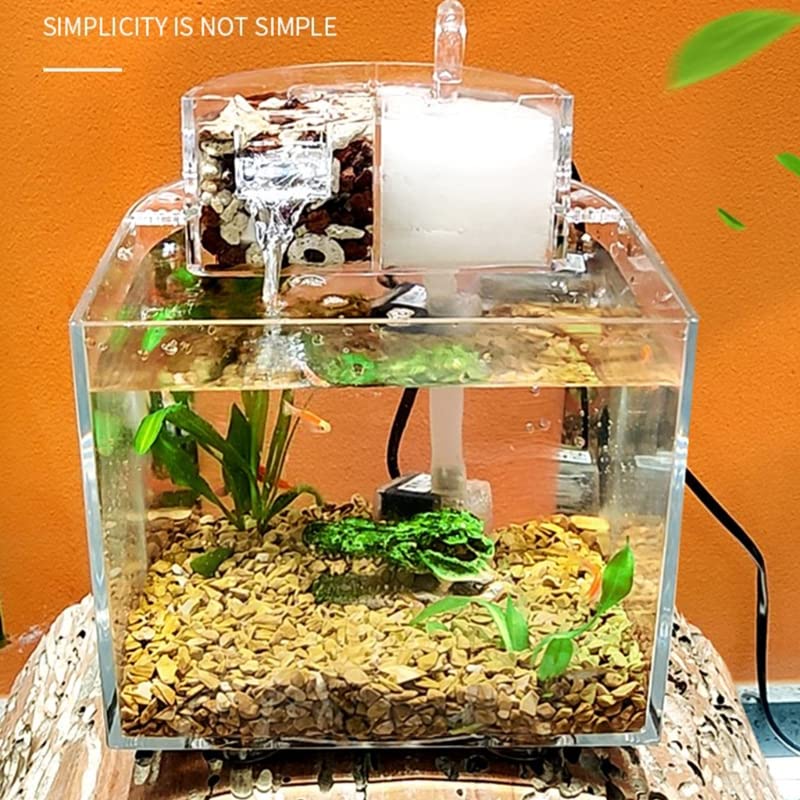 Acuario Mini Tablero de Escritorio de Tanques de Acuario for Peces pequeños Acuarios despejados Outlet de Cascada con Filtro de Bomba silencioso Algodón Pecera