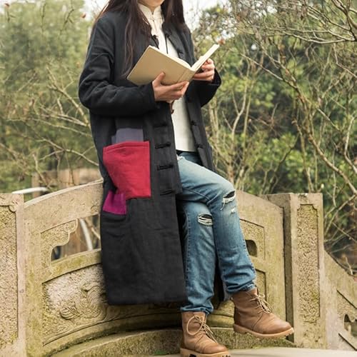 LUZU JUNU Cozy Plus Size Winter Jacket in Black with Unique Color-Block Design - Image 2