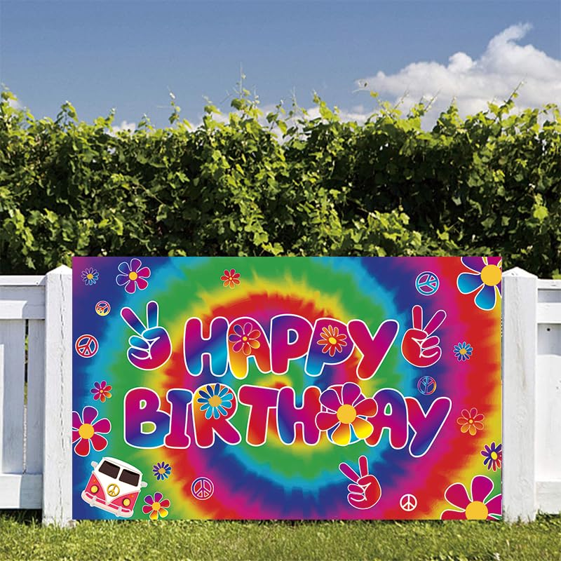 LOONELO Groovy Happy Birthday Backdrops with 70.8