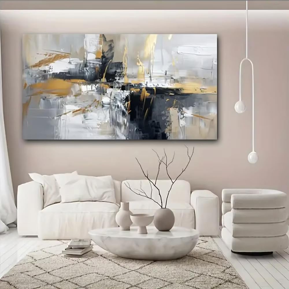 AEFOUU Wall Art Canvas Picture Print Large Decoration Mural Black and White Canvas Wall Art Modern Abstract Painting Home Decor(60x120cm/24x48in/Internal Frame)