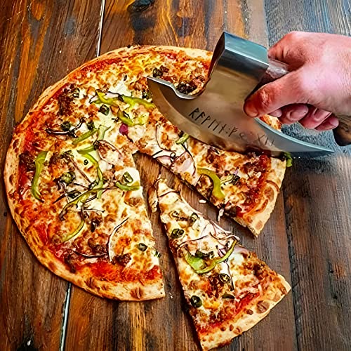 Viking Stainless Steel Pizza Cutter Pizza Axe Authentic Medieval Pizza Cutters，Pizza Slicer Axe With Wooden Handle & Leather Sheath，Novelty Kitchen Tools For Pizza Oven Accessories #TOP5