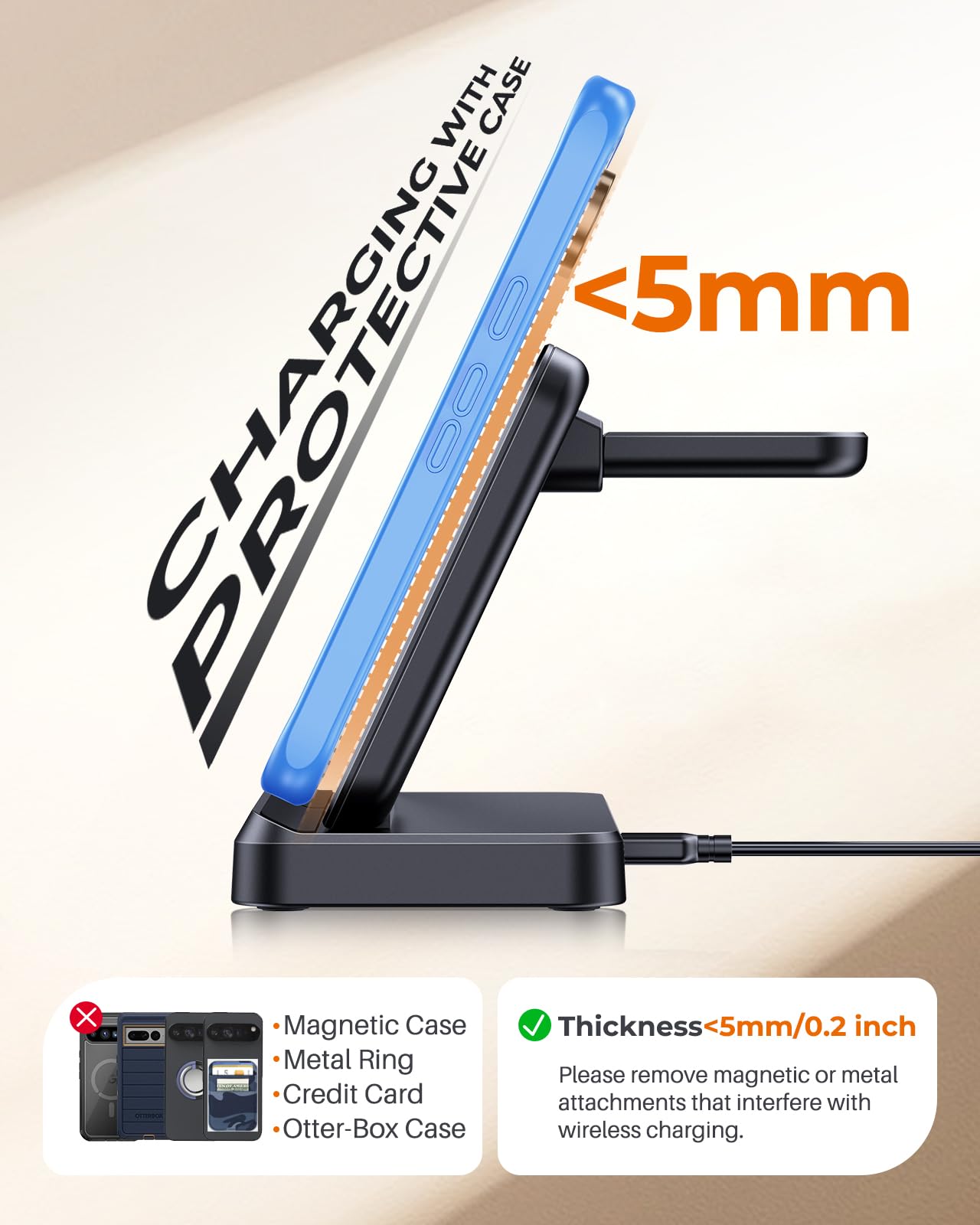 LK Wireless Charger for Google Pixel Watch, 3 in 1 Fast Charging Station Compatible with Pixel 10/10 Pro/10 Pro XL/9 Pro/9/Fold/8, Pixel Buds Pro 2, Watch 3/2 (Not for 4/1)