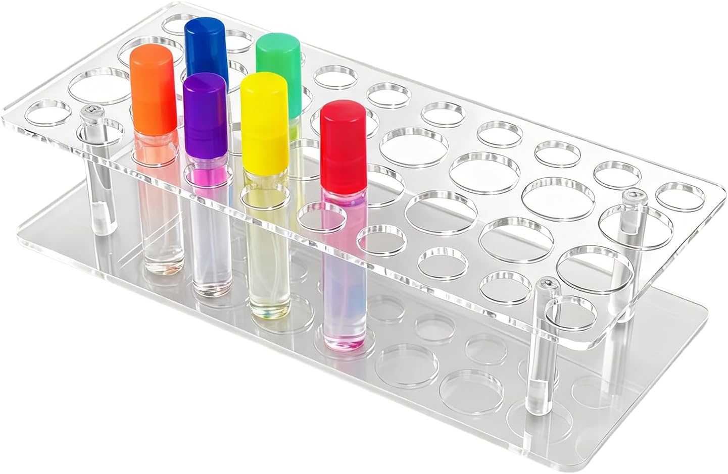 36 Compartments Perfume Samples Storage Box 26 x 11.5 x 5 cm Transparent Acrylic Cosmetic Transparent Container Storage for High Fragrance Oils Lipsticks Bedroom Washbasin