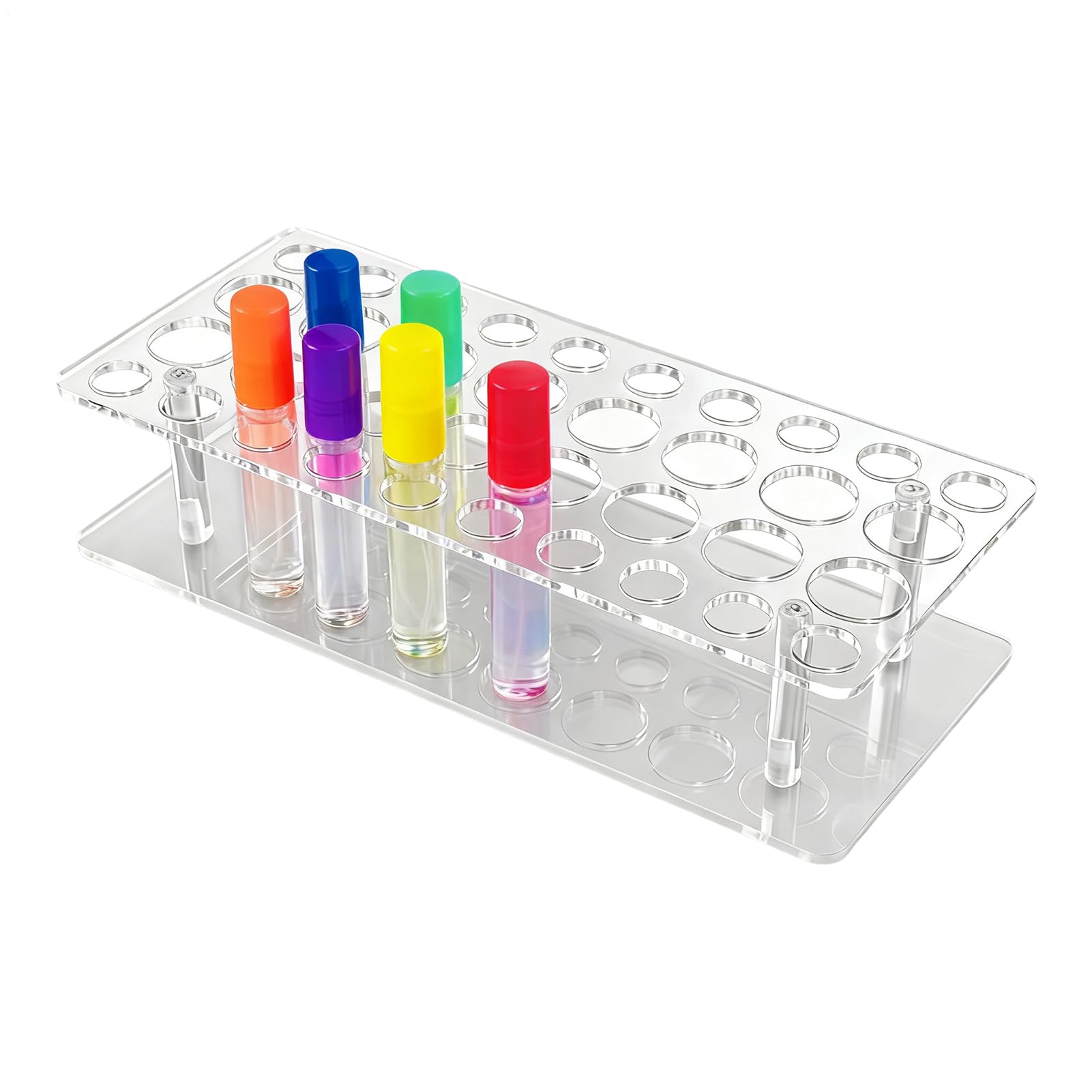 36 Compartments Perfume Samples Storage Box 26 x 11.5 x 5 cm Transparent Acrylic Cosmetic Transparent Container Storage for High Fragrance Oils Lipsticks Bedroom Washbasin