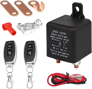 Battery Switch 12V with Remote Control Radio Switch 12V Car Battery 200A Battery Switch Car Radio Switch Set with Remote Control, Kill Switch for Car, Yacht, RV, Boat, Caravan