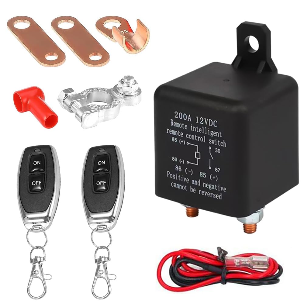Wyłącznik odłączający akumulator 12V z pilotem zdalnego sterowania, pilot zdalnego sterowania 12V do akumulatora 200A, zestaw pilota zdalnego sterowania do akumulatora samochodowego z pilotem