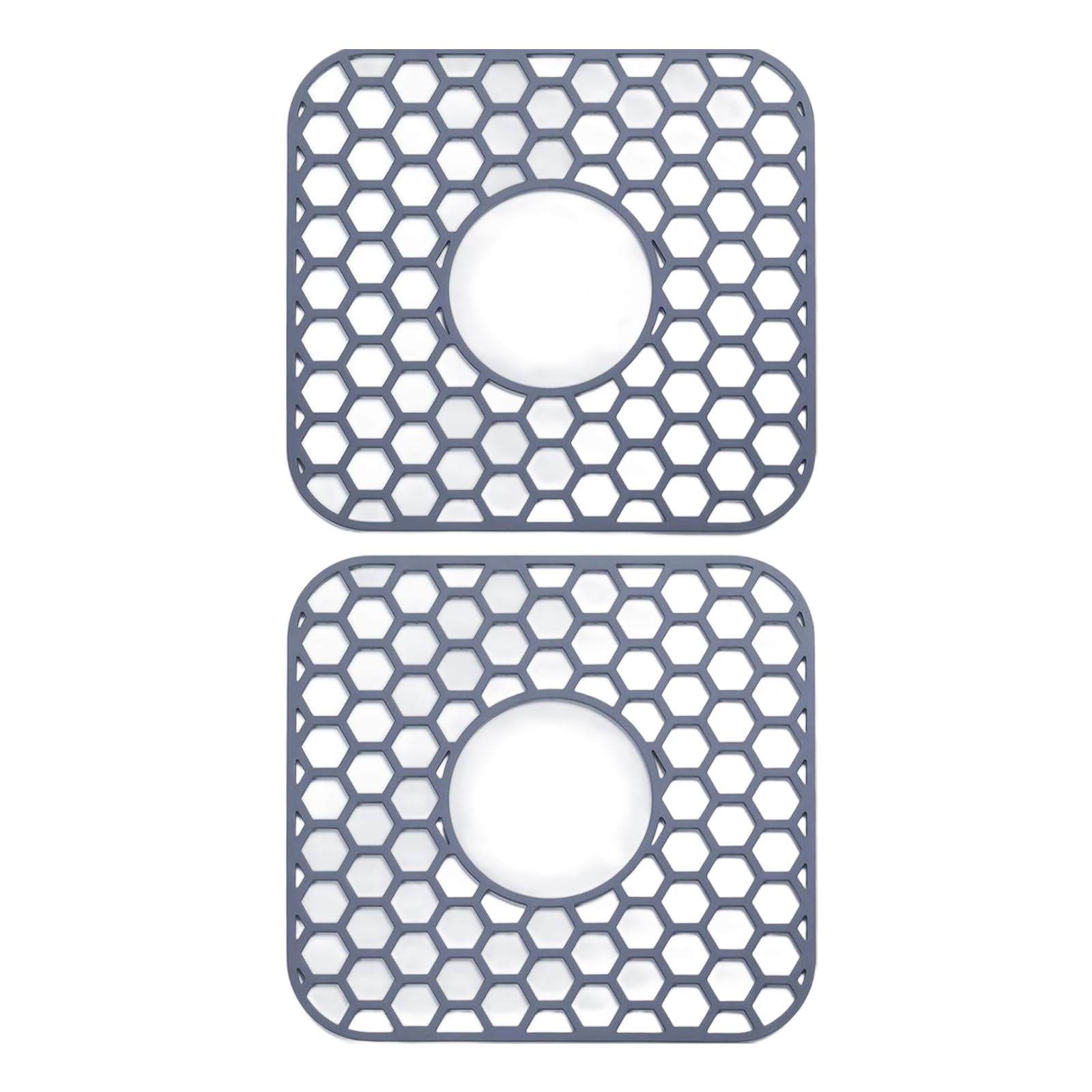 Tsophreniq Of 2 Silicones Sink Protectors Pad with Center Drain for Kitchen Countertops Dishwashing Nonslip Mat Kitchen Sink Pad Protectors