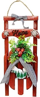 Rustic Wooden Sleds Christmas Decor, Decorative Hanging Sleigh with Lettering Hope Xmas Mantel Centerpiece Indoor Outdoor Christmas Decorations-16.5''H