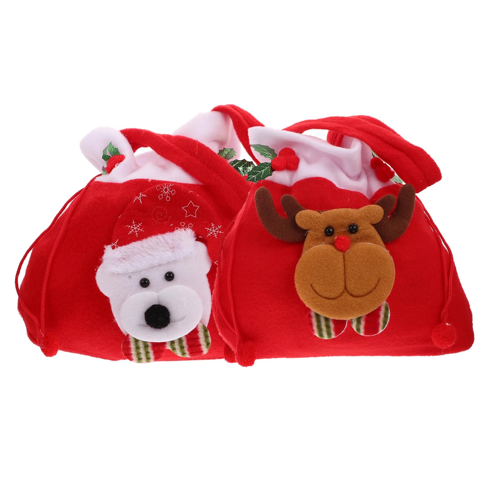 SOLUSTRE 2pcs Christmas Wrapping Bags Xmas Sweet Pouches for Holiday Party Favor Bright Design Elements for Treats and Decorations