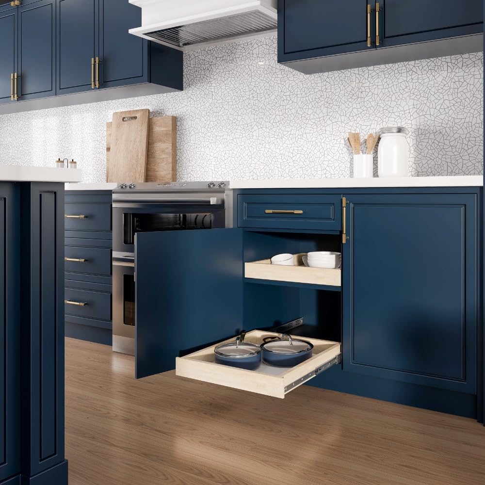 Slide-A-Shelf Express Essentials Pull-Out Cabinet Drawer, Birch Wood with Full Extension Ball-Bearing Slides, Kitchen Storage Organization Ready-to-Ship