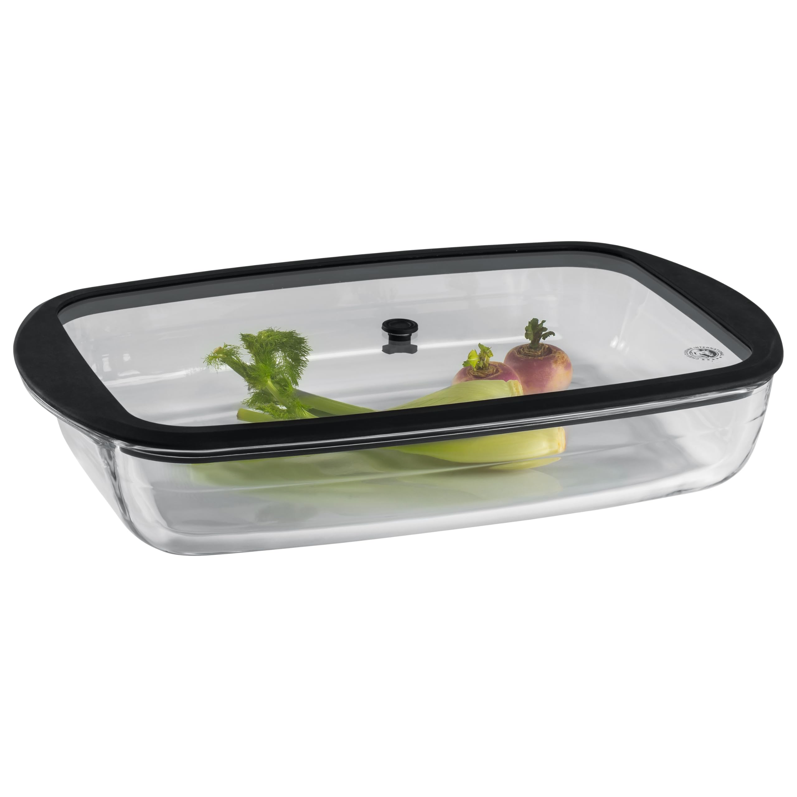 CHEF CUISINE Vakuum-Auflaufform mit Hitzeschutz Handschuh, Borosilikat-Glas