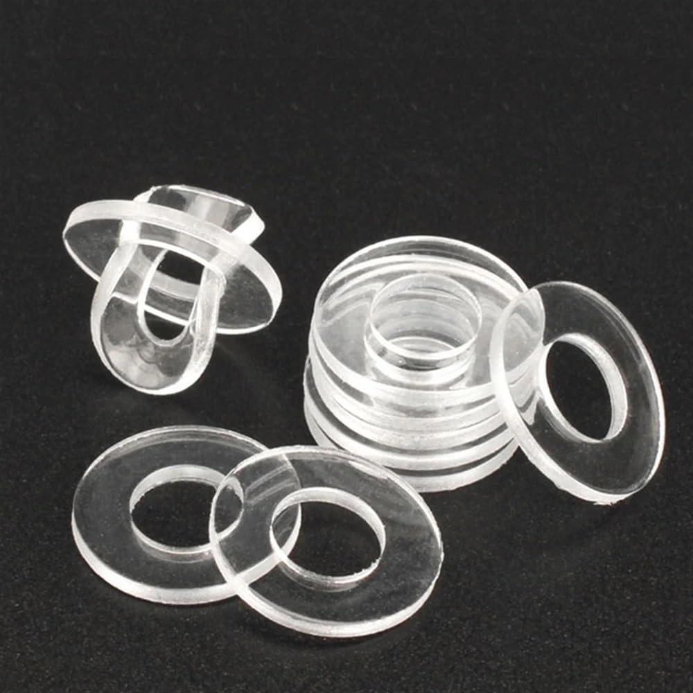 Arandelas variadas 50/100/200 piezas de anillos espaciadores de anillo de plástico blando transparente de PVC, arandelas de sujeción planas aislantes M1.2 M1.4 M1.7 M1.8 M2 M2.5 M3 M4 M5 M6~ M12(M10x1