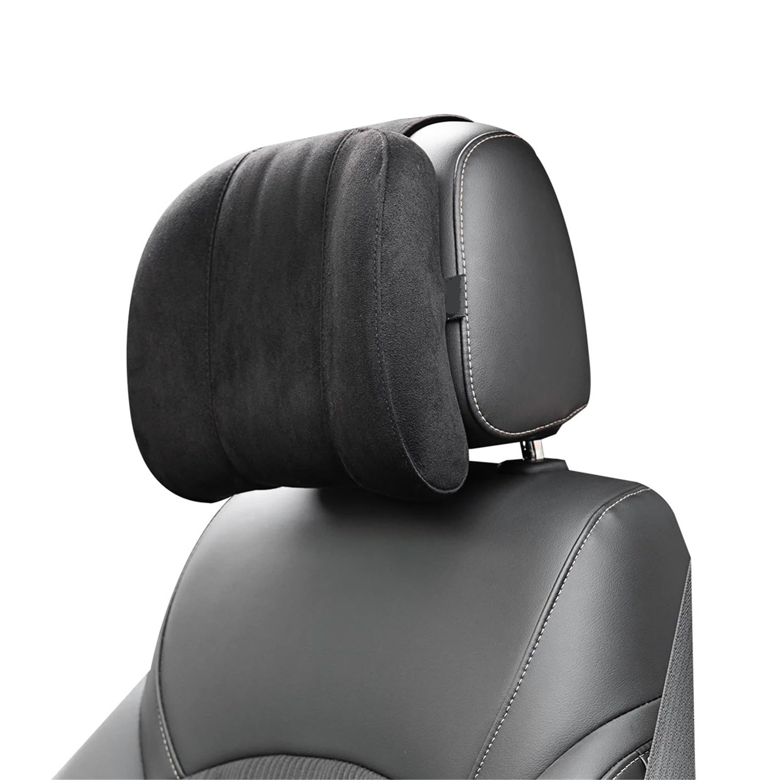 HAYSXVR Car Pillow Pillow Suede Fabric Car Seat Rest Headrest Memory Foam(Black)