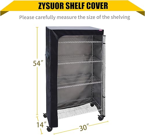 Miniatura 4 de Cubierta de estantería de alambre para estante de cubierta antipolvo 30 x 14 x 54 pulgadas, el diseño de cremallera bidireccional se puede abrir,