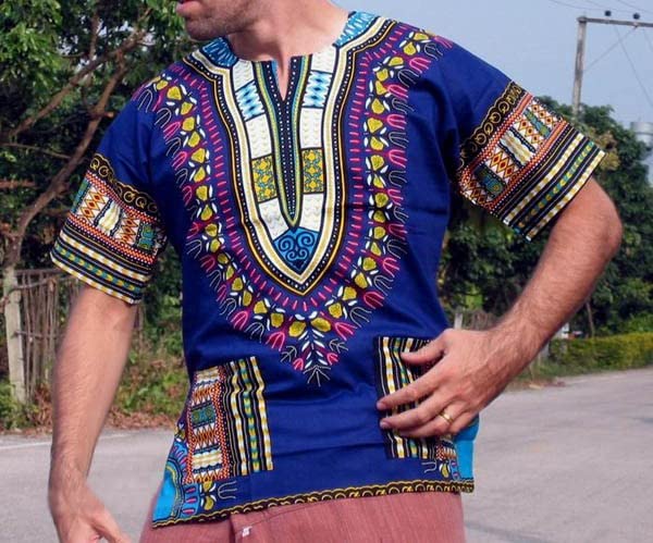 Image of Raan Pah Muang RaanPahMuang Unisex African Bright Dashiki Cotton Shirt Variety Colors