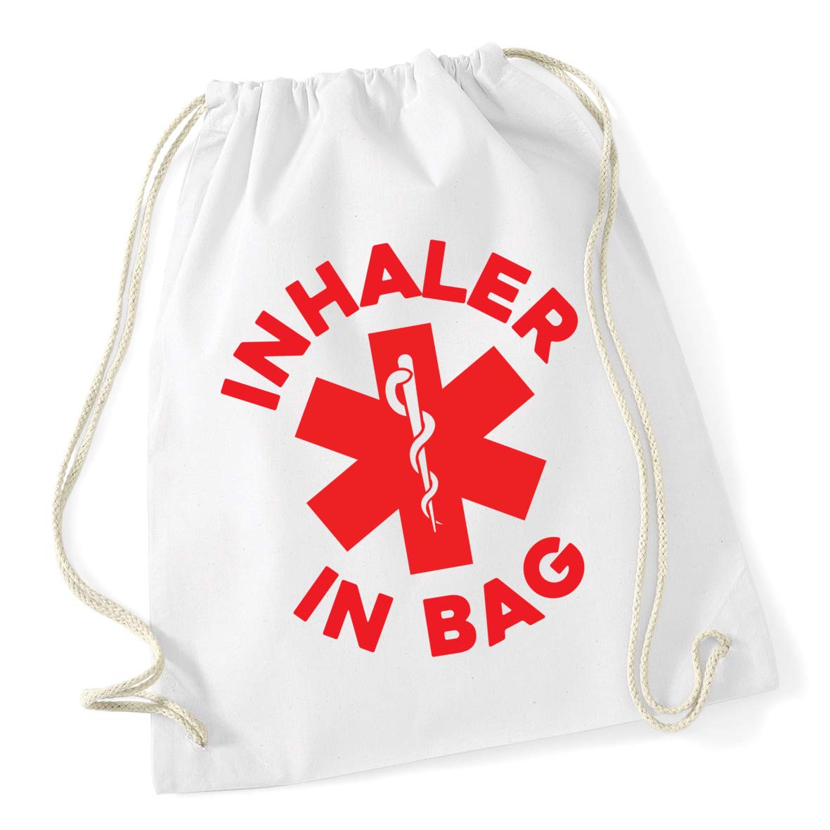 Hippowarehouse Inhaler in Bag Drawstring Cotton School Gym Bag 37cm x 46cm, 12 litres