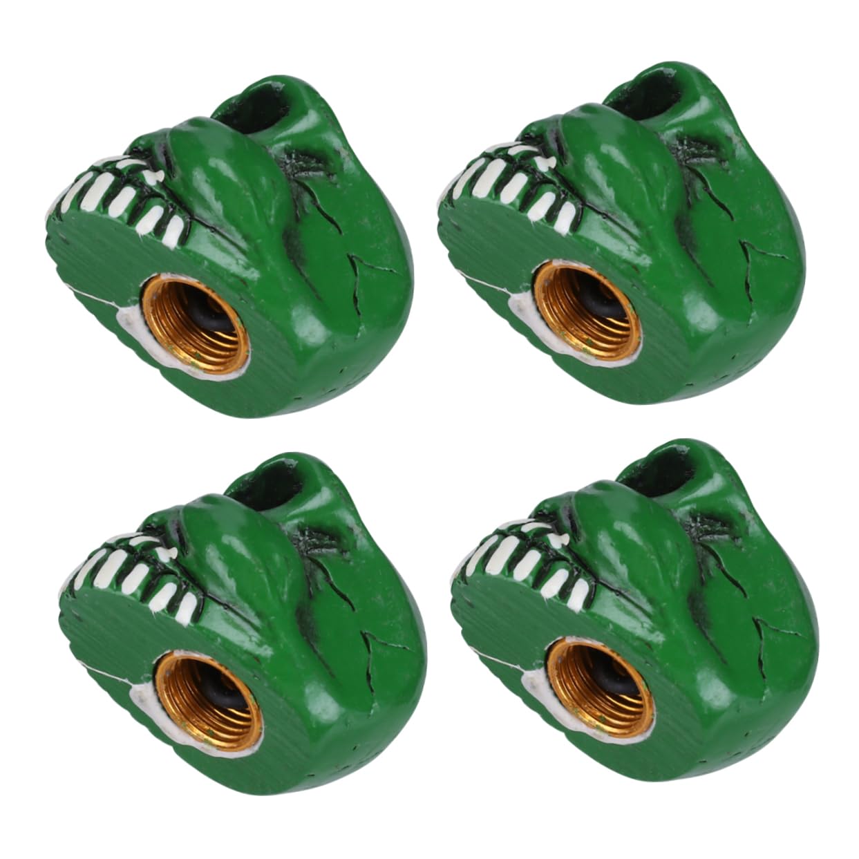 SOLUSTRE 2sets Valvole Per Pneumatici Forma Di Testa Di Scheletro Resina Per e Bicicletta Accessori Per Gonfiaggio Con Design Fantasma Verde