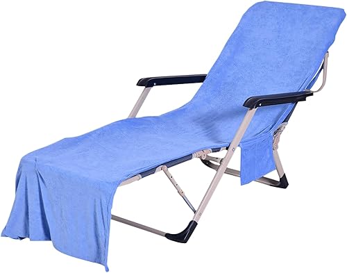 Miniatura 10 de Muka Funda de microfibra para silla de playa y piscina, bolsillo práctico, 29 x 83 pulgadas, color blanco