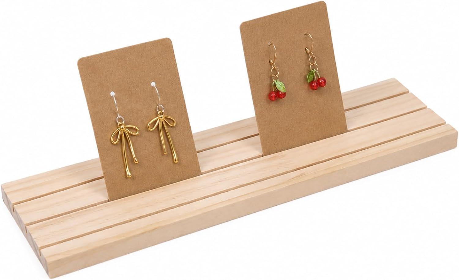 Thinp Wood Earring Display Stand, 3 Slot Jewelry Display for Vendors