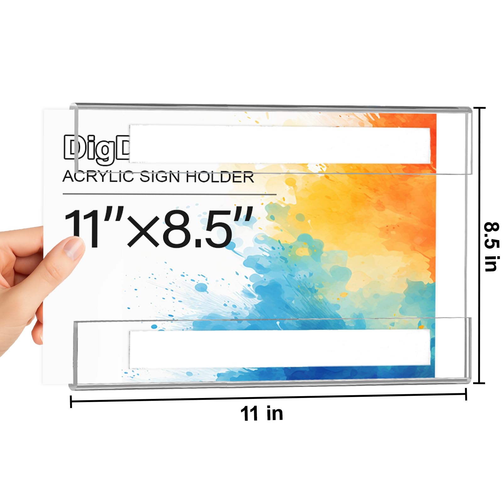 30 soportes acrílicos para letreros de 11 x 8.5 pulgadas, soportes verticales de pared con adhesivo, marcos de plástico transparente, soportes de carteles de papel para oficina, hogar,