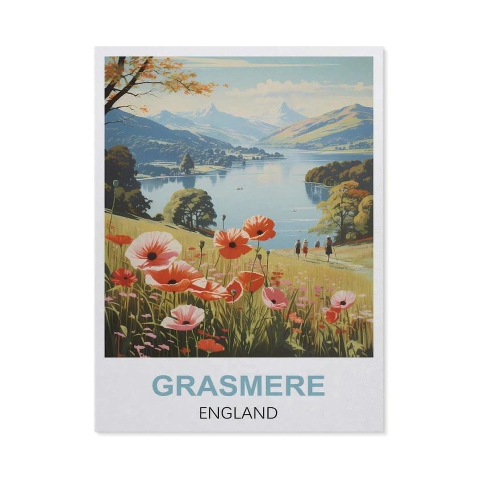 Vintage Wall Decor Metal Poster Plaque，Grasmere England(15x30cm）