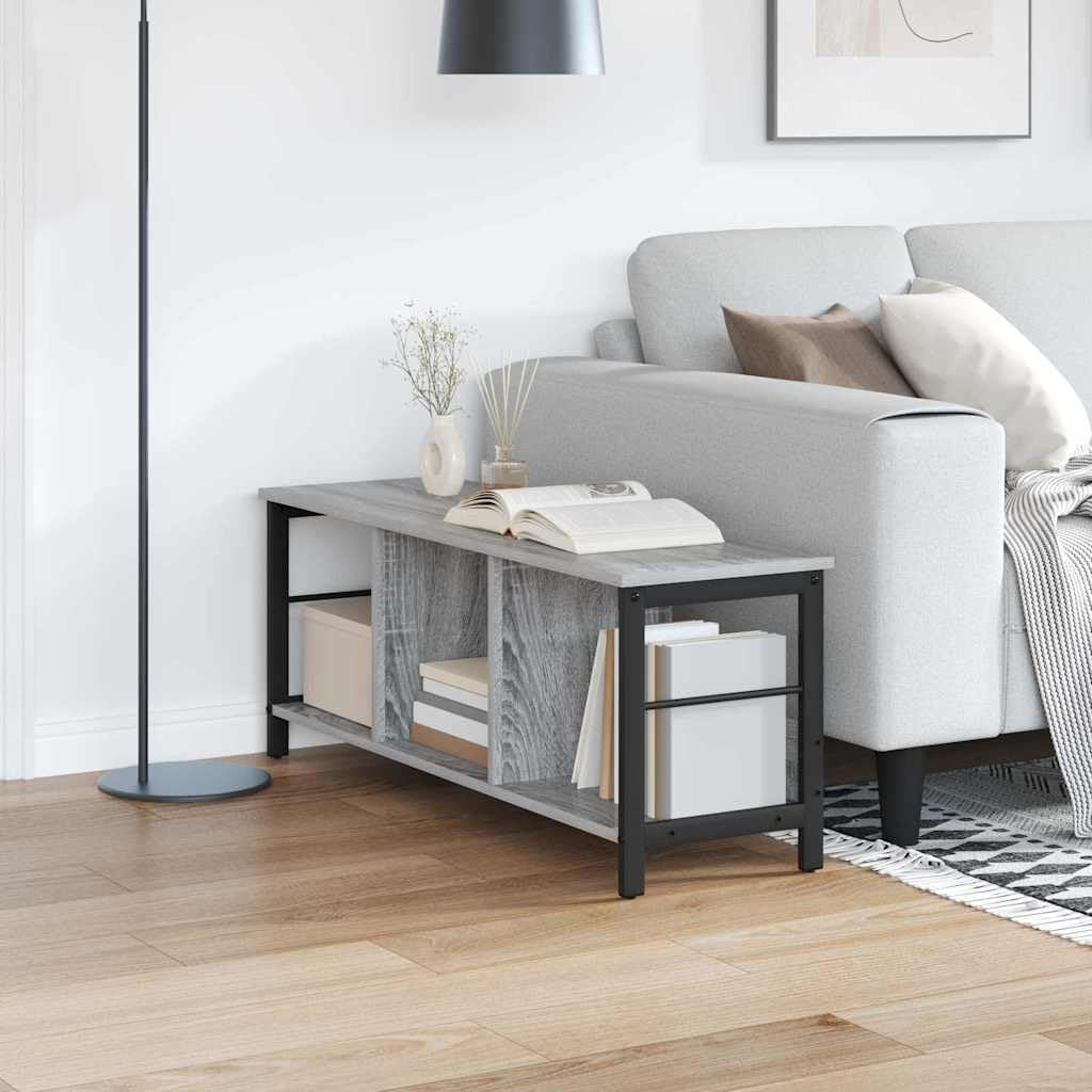Hothingwell Estante 3 Niveles 102x32x40,5 cm Gris Sonoma | Industrial Madera Y Acero, Niveladores Para Suelos Irregulares, Independiente, Para Sala Estudio Oficina