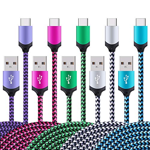 Type C Charger, Ououdee 5-Pack Premium 6FT Fast Type C Charging Cable Nylon