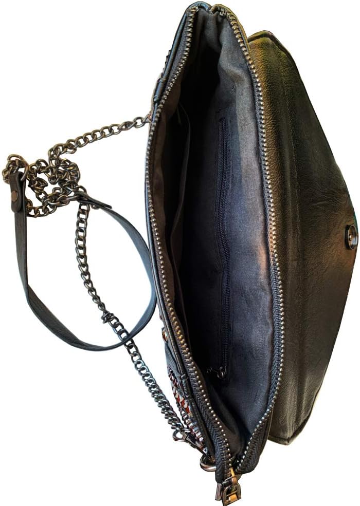 Women Rivet Chain Handbag Purse Clutch Small PU Leather Satchel Shoulder Tote Top-handle Bag Black | Rivet Chain, Small, PU Leather - Image 7