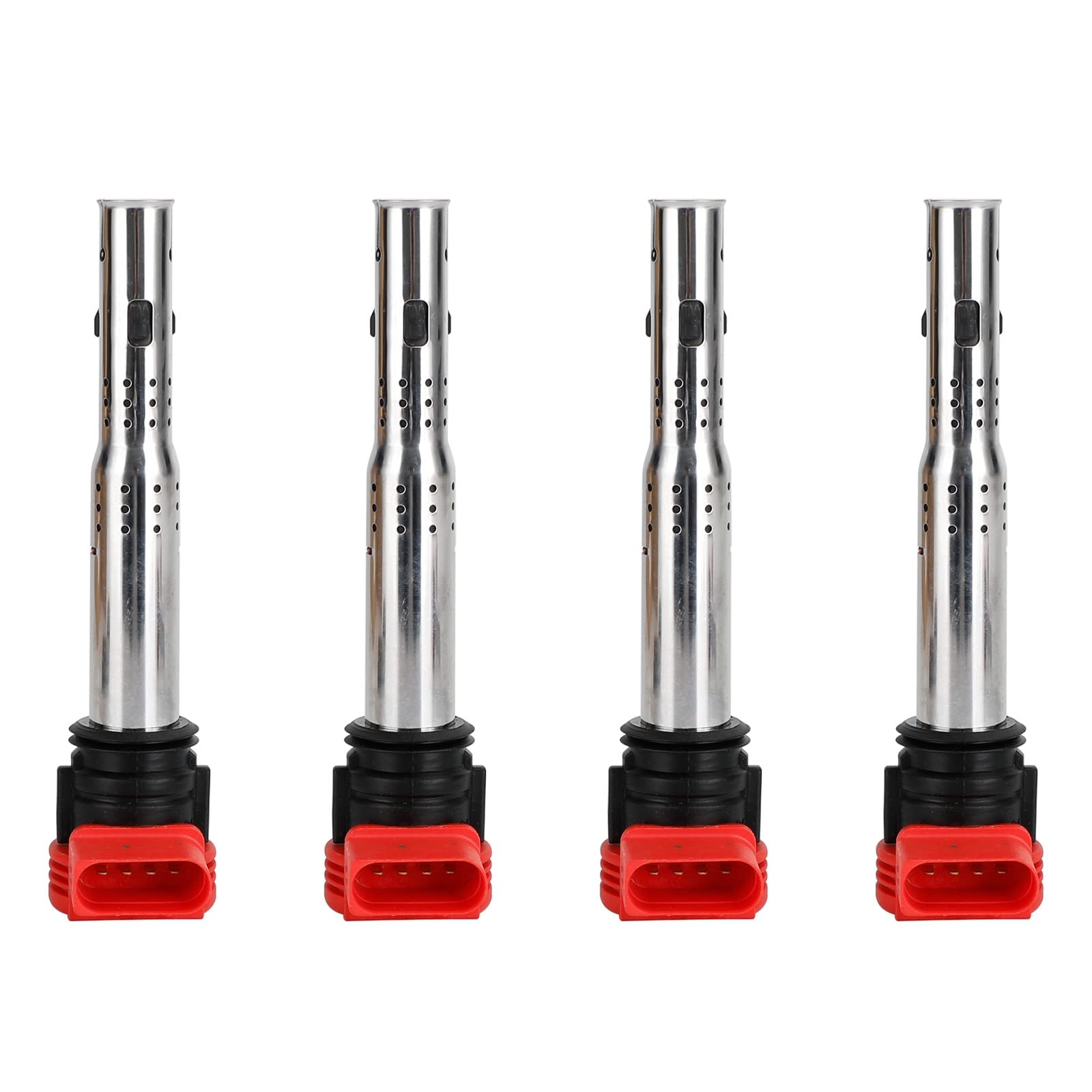 Topteng 4PC Bobine d'allumage 06E905115D, Kit de bobines 06E905115E, Rouge 1.8T 2.0T Module d'allumage, Fit pour Audi A3 A4 A5 A6 Q5 TT, Fit pour VW Golf Jetta Passat Touran, Fit pour Skoda Octavia