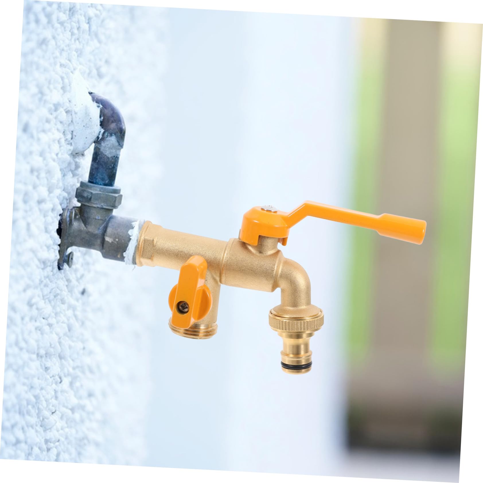 Rubinetto Doppia Uscita in Ottone per Esterno, Raccordo Tubo Giardino con Flusso Rapido, Installazione Fai da Te per Patio e Giardino