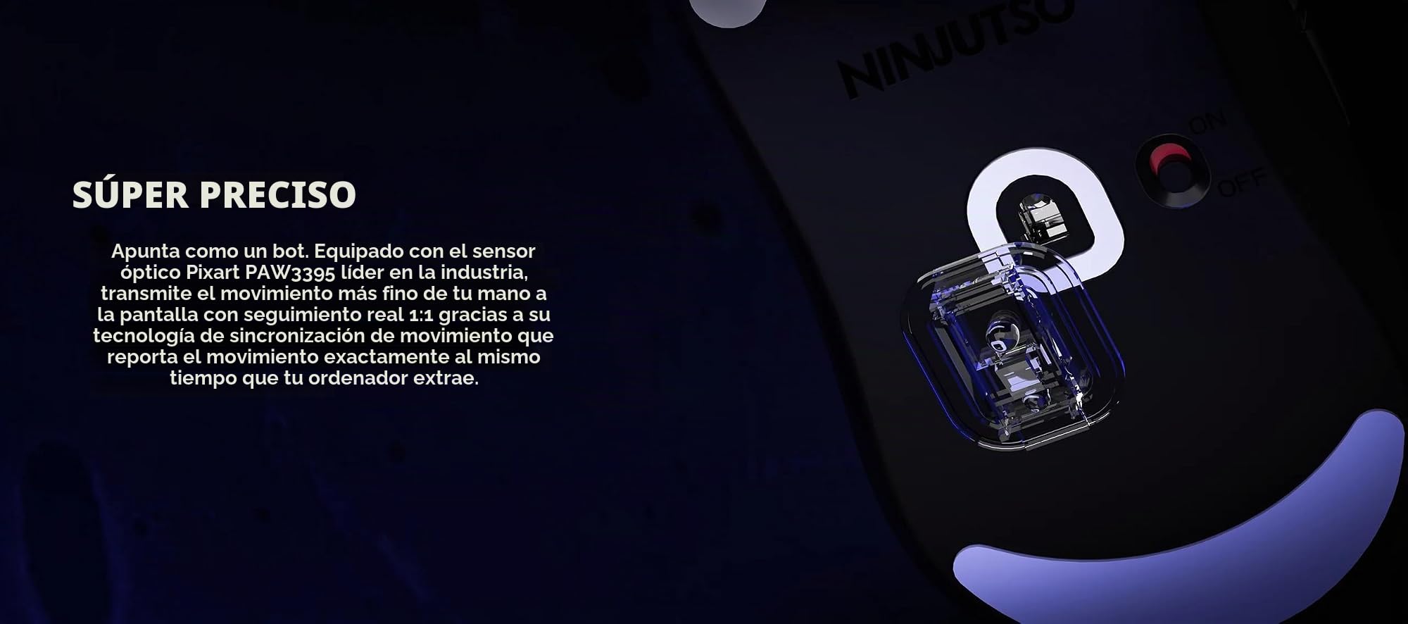 Ninjutso Sora V2 8K - Ratón inalámbrico para juegos (39 g) - Sensor AIMNINJA, 26000 DPI, receptor SnappyFire 8K incluido, policarbonato, blanco