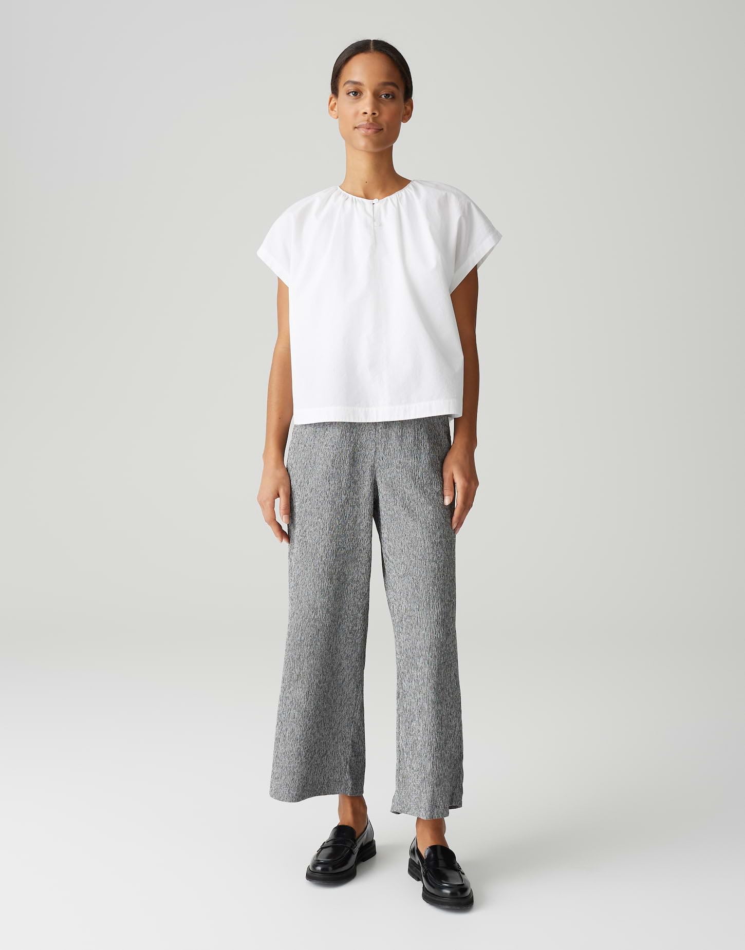 OPUS Damen Stoffhose | Culotte MILENI Crinkle Two-Tone Wide mit Komfortbund