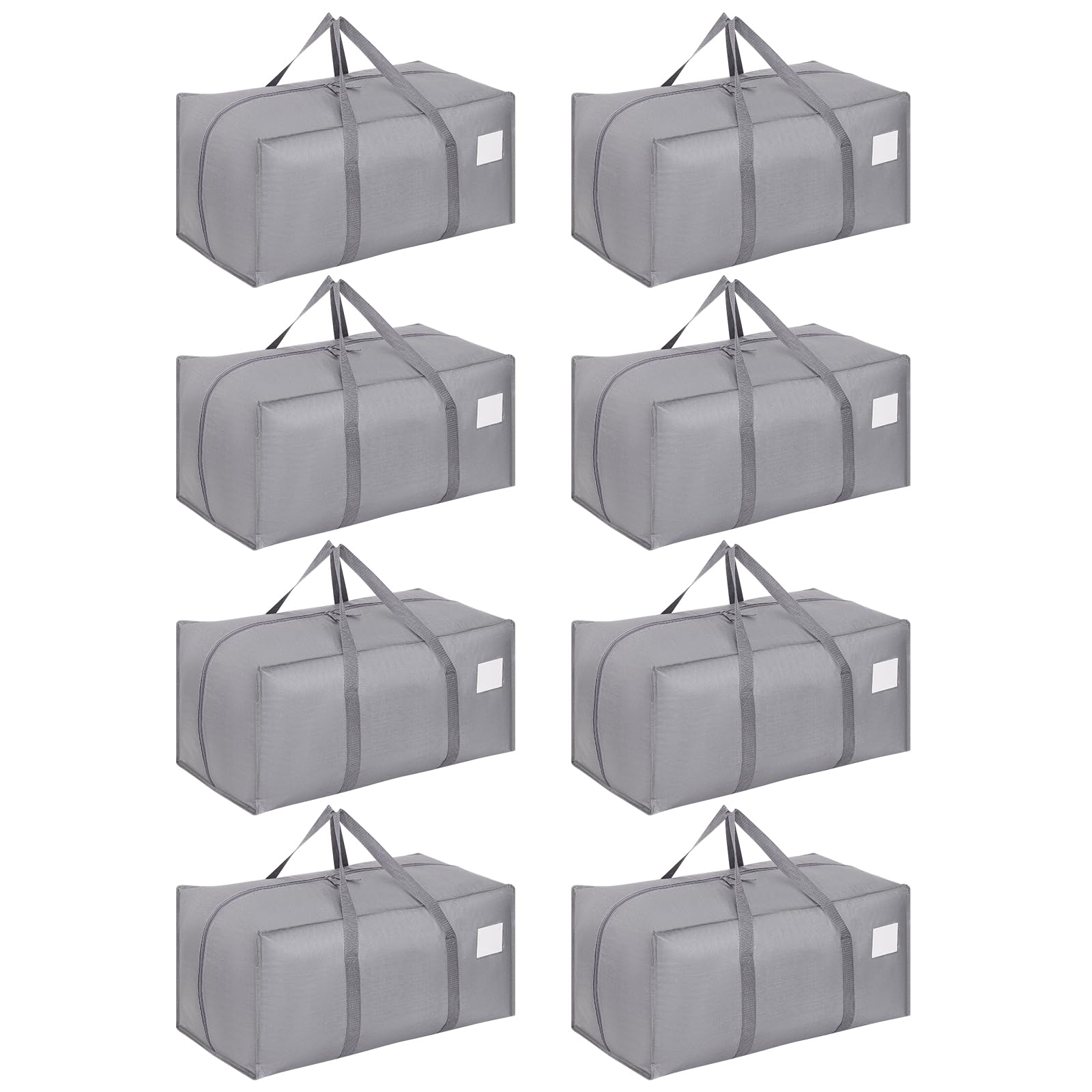 Dntorx 8 Pack 90L Moving Bags, Heavy Duty Moving Totes, Waterproof Storage Bag with Zips for Clothes Storage Moving Travelling Camping (Grey)