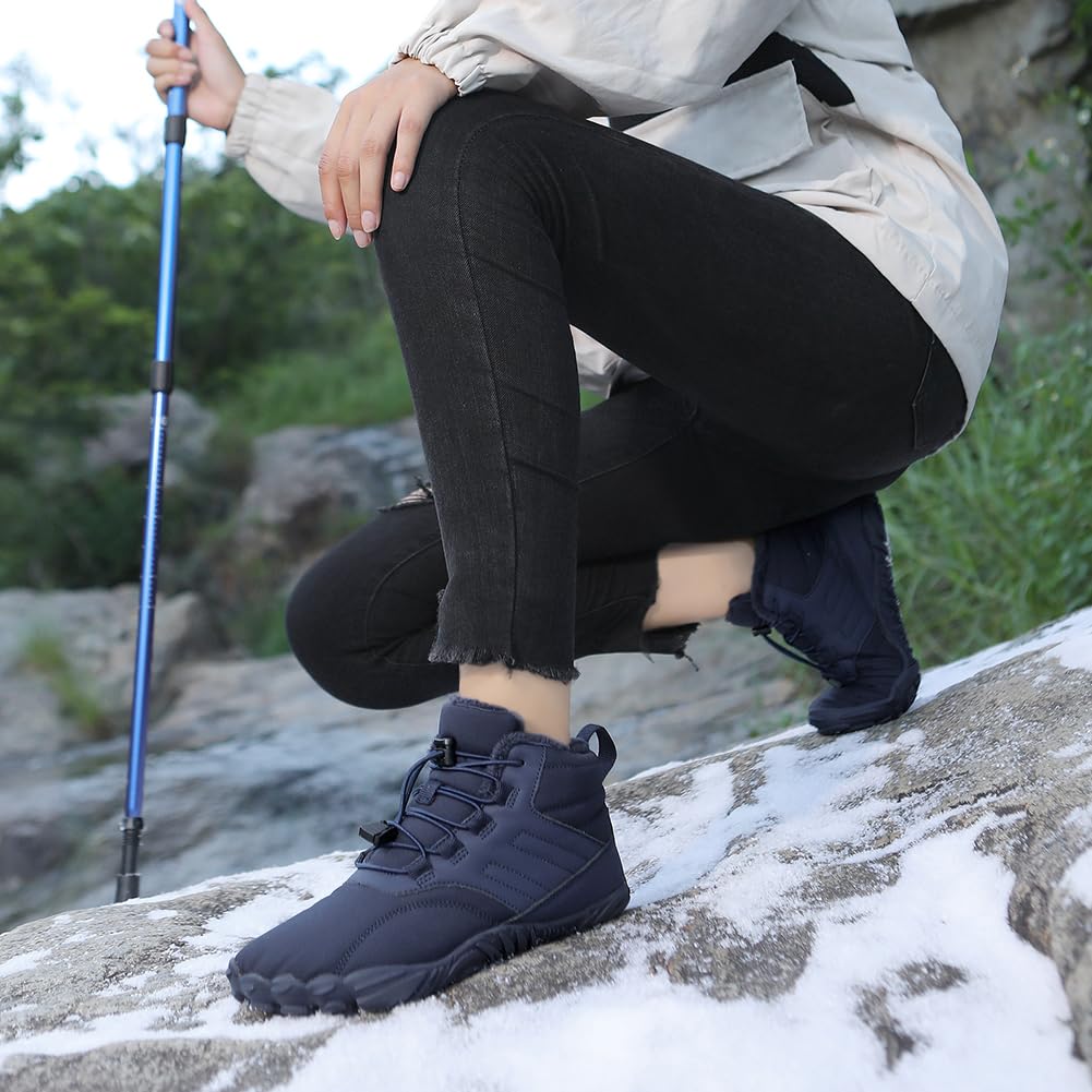 Orgonite Buty do chodzenia boso, damskie, męskie, zimowe, odporne na działanie wody, z podszewką, ciepłe buty zimowe do aktywności na świeżym powietrzu, wędrówek, na kemping, do wspinaczki górskiej
