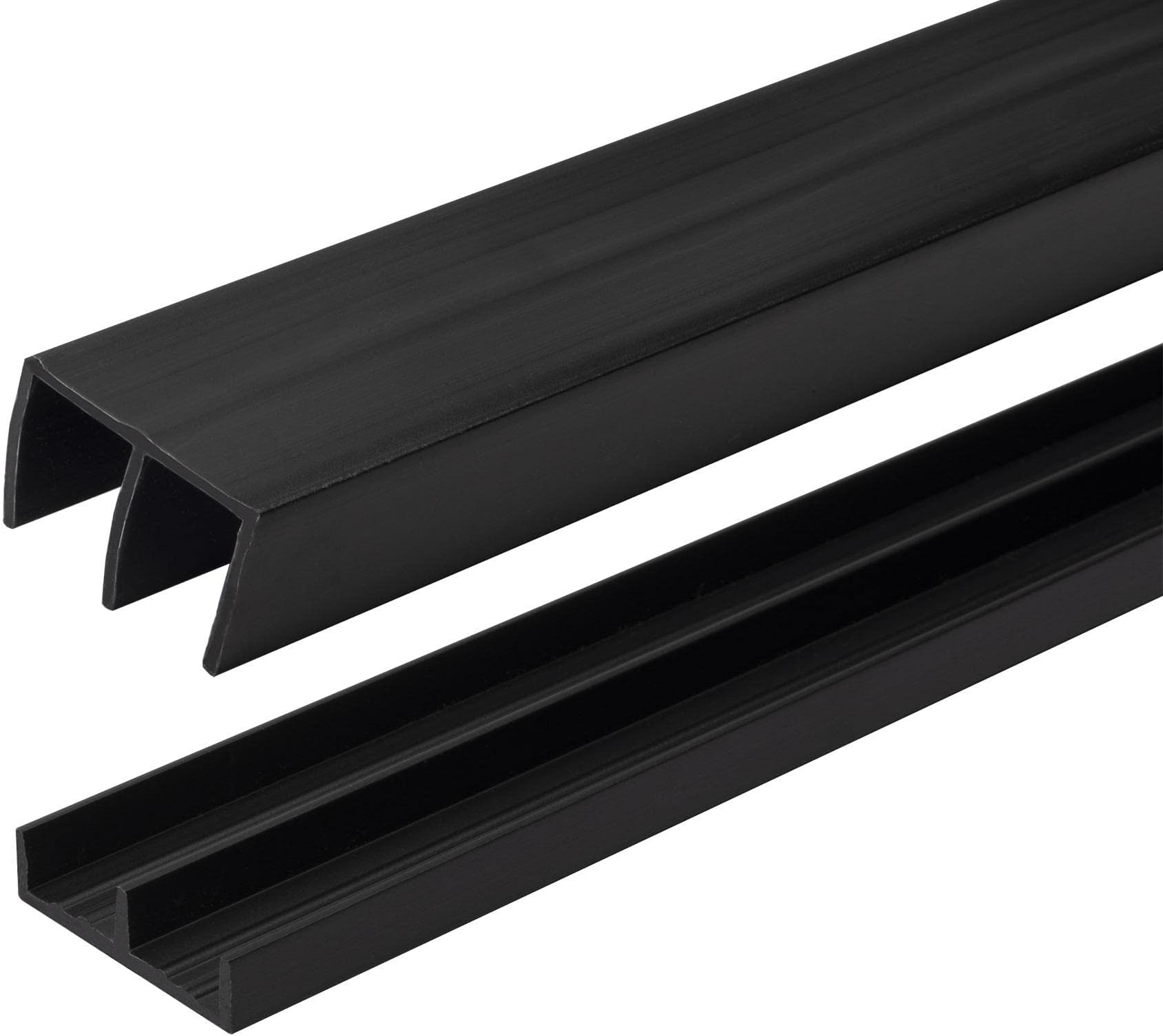 1/2" Panel Sliding Door Track – 36" Black Plastic Upper & Lower Set, Pack of 4 – Outwater