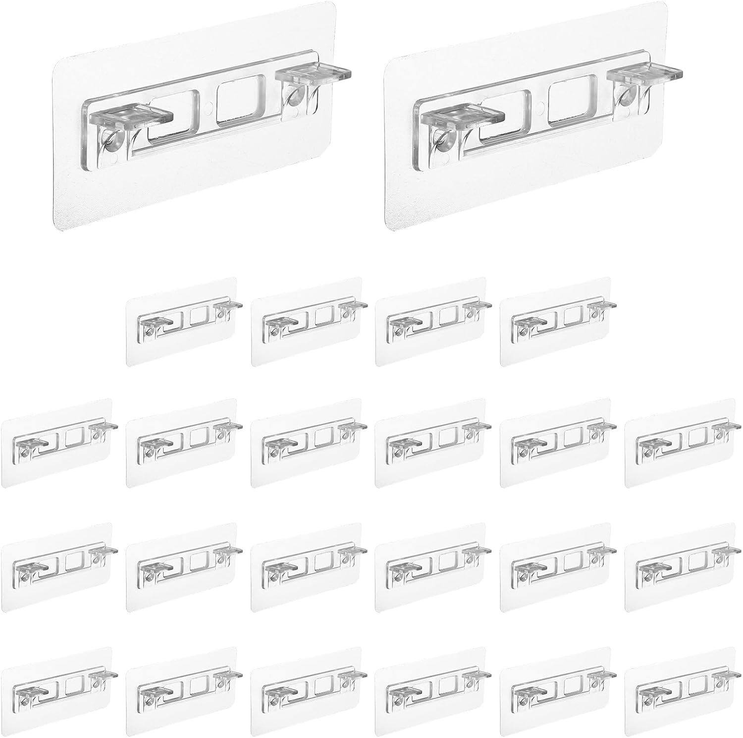 sourcing map 24 Pcs Plastic Shelf Support Peg, Double Row Self Adhesive Bracket with Screw Holes, Punch Free Self Adhesive Bracket, Clear Partition Pin for Furniture Kitchen Cabinet