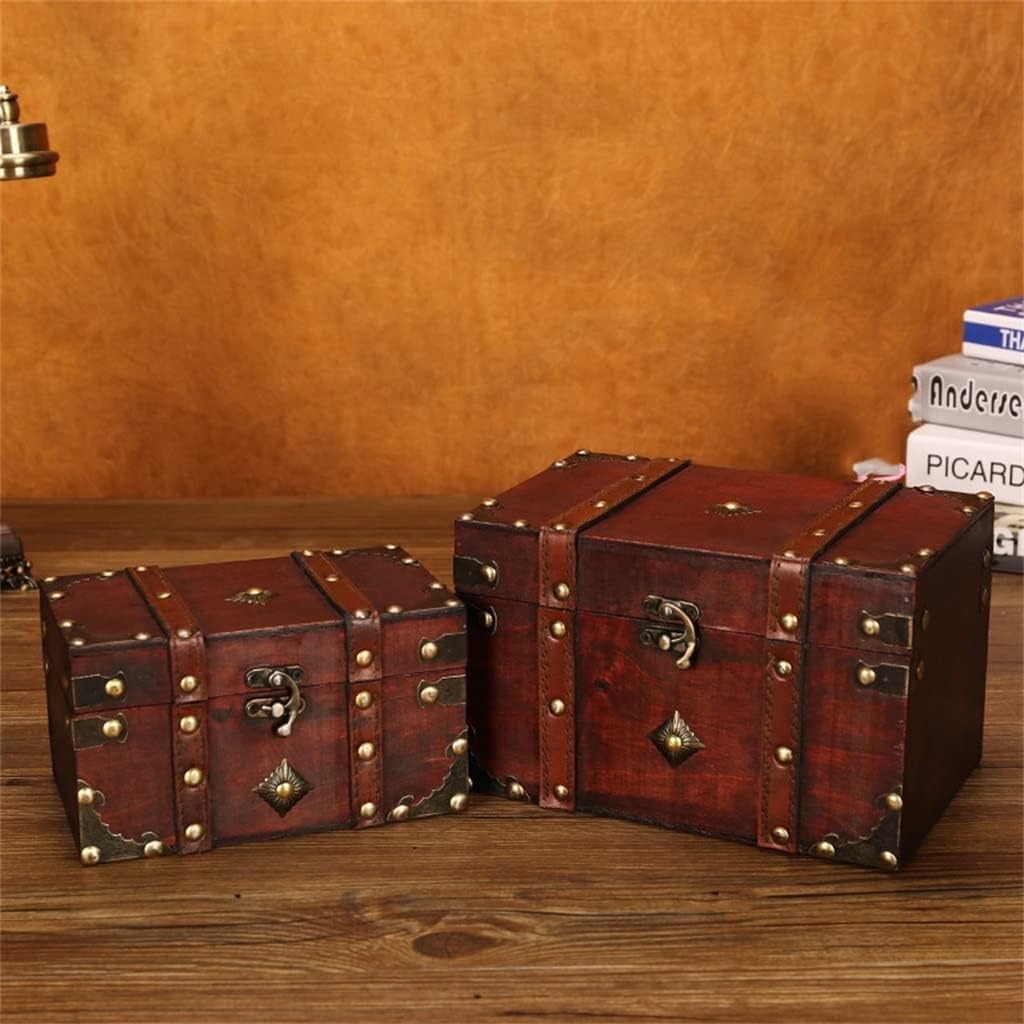 Retro Treasure Chest Vintage Wooden Storage Box Antique Organizer for Trinket image 3