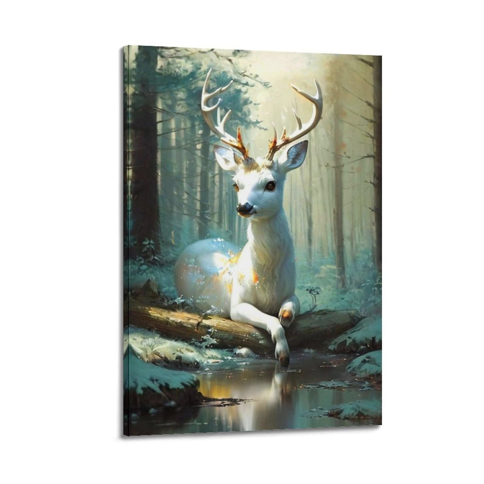 HUIYHB Animal Poster Deer in The Forest Poster Decorative Painting Canvas Wall Posters And Art Picture Print Modern Family Bedroom Decor Posters 20x30inch(50x75cm)