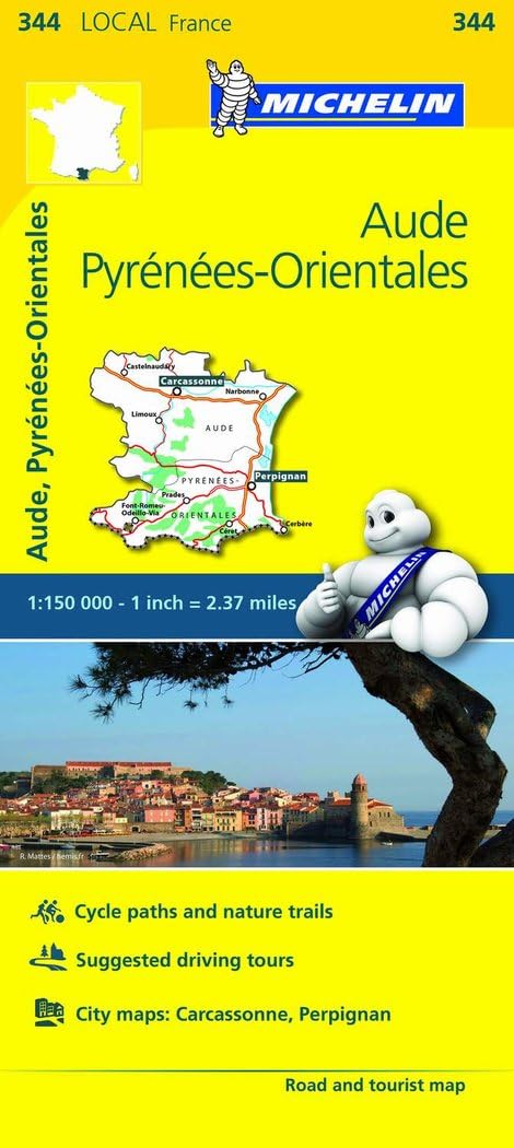 Aude, Pyrenees-Orientales - Michelin Local Map 344: Map