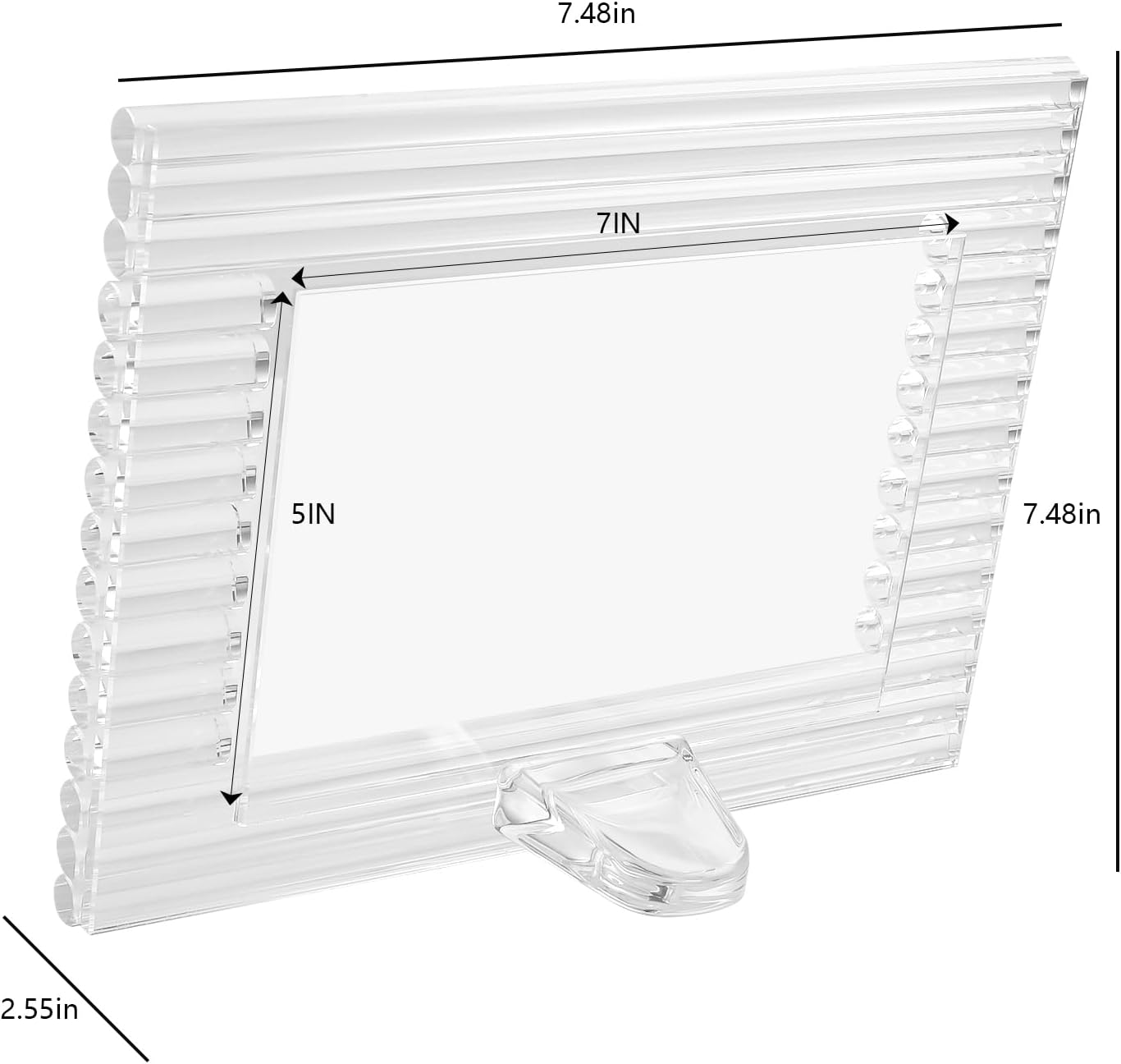kitCom Crystal Frame 5x7Inch, Crystal Picture Frames of Keepsake Photo Frames Wedding, Tabletop Display Decor Frame(Fit 5x7 Max Photos), Clear with Gift Box